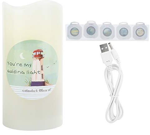 Miskall Flammenlose Kerze Mit Projektorlichtern, Batteriebetriebenes Nachtlicht, LED-Kerze, Garten, Zuhause, Tischdekoration