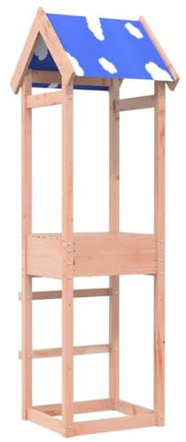 vidaXL Spielturm – Massivholz Douglasie Outdoor Spielhaus mit Polyester Dach – Garten Spielplatz Ausrüstung 52,5 x 46,5 x 195 cm