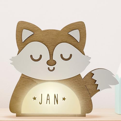 WONDEE Vintiun personalisiertes Baby-Nachtlicht, [4 Modelle] Lampe Nachtlicht für Fuchskind – Geschenk für Babys zur Geburt, personalisierbar – Nachttischlampe, Schlafzimmer, Dekoration für
