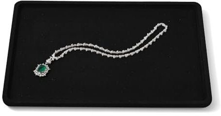 Papten Microfiber Jewelry Display Flat Tray for Rings Earrings Necklace Bracelet, Jewelry Photograph Display Catchall Organizer Tray Dish(L,Black)