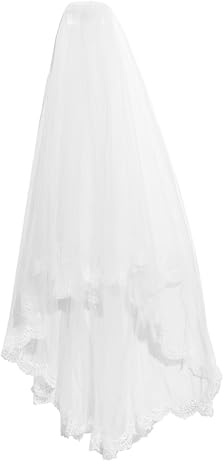 JewelryWe Brautschleier Schleier mit Handschuhen Damen Kurz Braut Tüll mit Kamm Hochzeitsschleier 2-Schicht Hochzeit Schleier mit Spitzenhandschuhen für Junggesellinnenabschied Brautparty