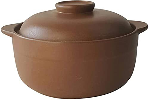YIHANSS Unglazed Casserole Dish for Pregnant Women,Ceramic Heat Resistant Health Soup Pot,Gas Safe Cocotte Stew Pot Braising Pan Unglazed 1.6 Liter