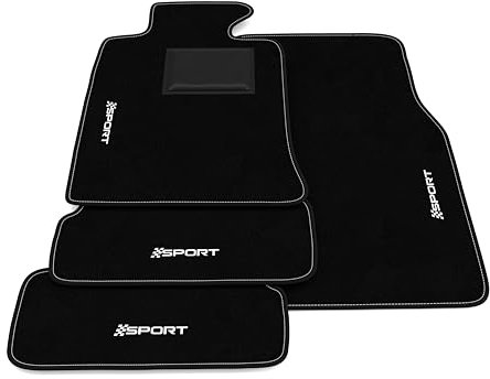 Fußmatten kompatibel mit Mini Cooper R56 2007-2014, Sport Stickerei, maßgeschneidertes Auto-Fußmatten-Set, Teppich Set