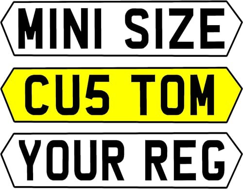 shaped Style 320mm x 75mm mini number plate stick on self adhesive reg white or yellow jdm custom tuner show