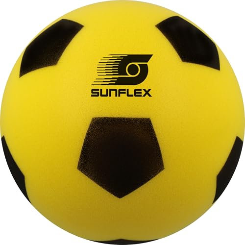 Sunflex Softfußball Gelb | Schaumstoff Fußball für Indoor und Outdoor | Softfußball 20cm | Softball für Kinder ab 36 Monaten | Schaumstoffball drinnen und draußen