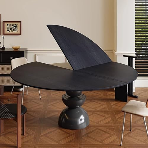 klapptisch Esstisch 120-200 Cm Durchmesser, Runde Tischplatte aus Massivholz, Schwarz, Kaffeebanketttisch, Nur Klappbare Tischplatte, Großer Runder Kartentisch mit Tischplattenverlängerung(150cm (59in