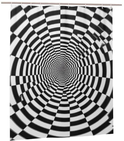 FLYIFE Optical Spin Illusion Printed Shower Curtain With 12 Plastic Hooks Opaque Quick Drying Waterproof Shower Curtains Sets For Bathroom 152x183 Cm