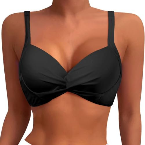 Top Bikini con Ferretto Bikini Pezzo sopra Coppa Morbida Top Bikini Donna Solid Top Bikini da Donna Sportivo per Piscina,Costume da Bagno Ad Asciugatura Rapida Reggiseno da Donna Taglie Regalo Donna