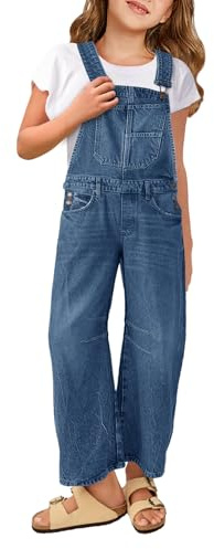 Haloumoning Denim Jumpsuit Girls Jeans Salopette Bambini Senza Maniche Lunghe Tuta Casual Loose Fit Pagliaccetto con Tasche