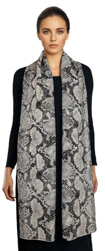 ERAKLE Écharpe en soie et coton pour femme - Écharpe légère élégante pour toutes les saisons | Motif floral, animal ou géométrique | Idée cadeau chic, beige, taille unique