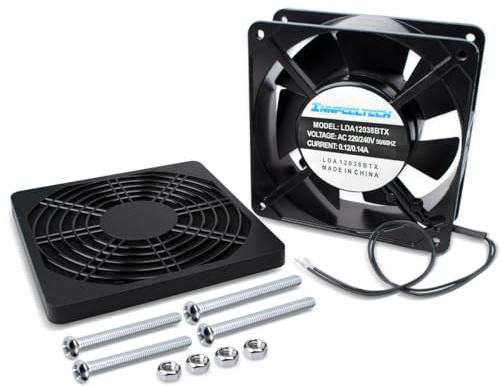 Innfeeltech 1 unidad de ventilador eléctrico de refrigeración, AC220V 120 * 120 * 38 mm, mini ventilador silencioso con doble rodamiento de bolas para máquinas de hielo, refrigeradores y PC