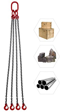 4-Strang Kettengehänge 1,5m Anschlagketten 5t Anschlagkette Krankette Motorhebekette für Fabriken, Baustellen, Bergwerken