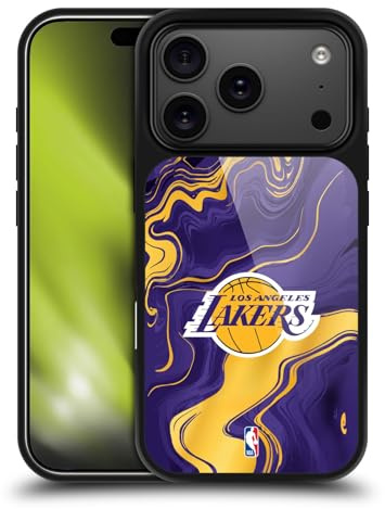Head Case Designs Offizielle NBA Marmor-Achat Los Angeles Lakers Gel Armour Hülle [Militärischer Schutzgrad] kompatibel mit Apple iPhone 17 Pro