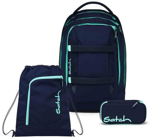 Satch Pack Schulrucksack Set 3tlg. inkl. Schlamperbox und Sportbeutel (Ocean Mint)