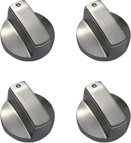AXNKDH 4 Pcs 6MM Gas Hob Knobs Silver Cooker Hob Knobs Universal Gas Stove Knobs Metal Gas Hob Switch for Kitchen Cooker Gas Stove Oven Cooktop