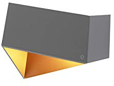 Qazqa - Design Design-Wandleuchte grau mit Kupfer-Interieur - Fold I Wohnzimmer I Schlafzimmer - Aluminium Dreieck - LED geeignet G9