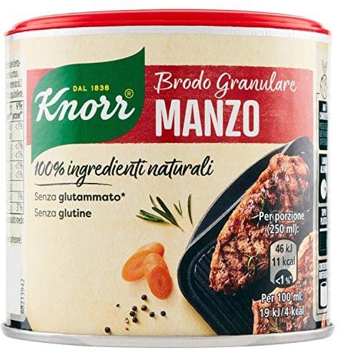 Knorr Brodo Granulare Manzo, Brodo Pronto 100% Ingredienti Naturali, Senza Glutine e Lattosio, con Verdure da Agricoltura Sostenibile, 135g