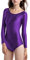 Ballett-Trikot für Damen, langärmelig, Rundhalsausschnitt, Tanz-Trikot, für Gymnastik, Ballerina, bitte überprüfen Sie die Größentabelle vor dem Kauf, dunkelviolett, 36