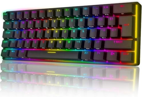 UK Layout 60% Mechanische Gaming-Tastatur Typ C verkabelt 61 Tasten LED-beleuchtete USB-wasserdichte Tastatur 14 Chroma RGB-Hintergrundbeleuchtung Anti-Ghosting-Tasten für Computer/PC/ Lapto /MAC
