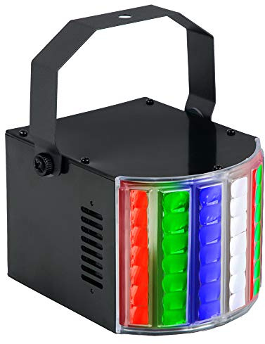 Showlite DL-8 USB-Razor Derby Partylight, Lichteffekt im Mini-Format | Vier LEDs in den Farben rot, grün, blau und weiß mit je 2 Watt Leistung, Betriebsmodi: aus, automatisch und Musiksteuerung
