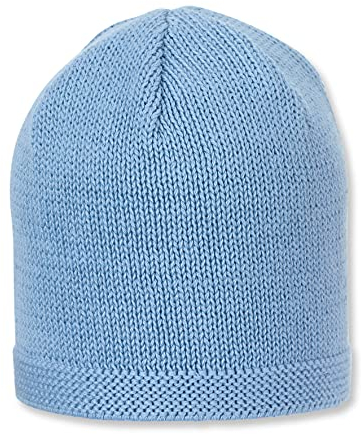 Sterntaler OCS Strickmütze - Klassische Babymütze aus Baumwollgarn (Bio) - Unisex Übergangsmütze ab Geburt - Basic Kopfbedeckung - Beanie Mütze einfarbig - Mittelblau, Größe 33
