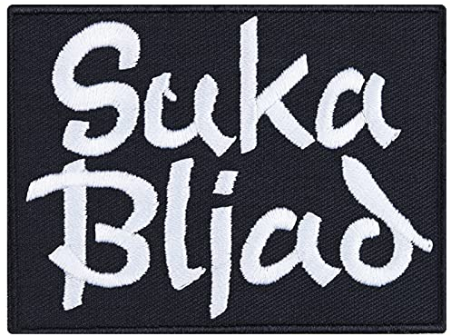 Russland Aufnäher Suka Bljad Aufbügler Fuck Patch Schimpfwort Bügelbilder zum annähen | Geschenk für Männer/Frauen Applikation für Jacke/Weste/Jeans/Tasche | 80x60mm