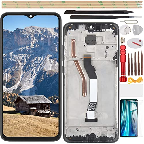 YHX-OU 6.53 Pantalla para Xiaomi Redmi Note 8 Pro LCD Pantalla Touch Screen Digitizer Asamblea y Herramientas de Instalación+1 Pieza Cristal Templado (Negro + Marco)