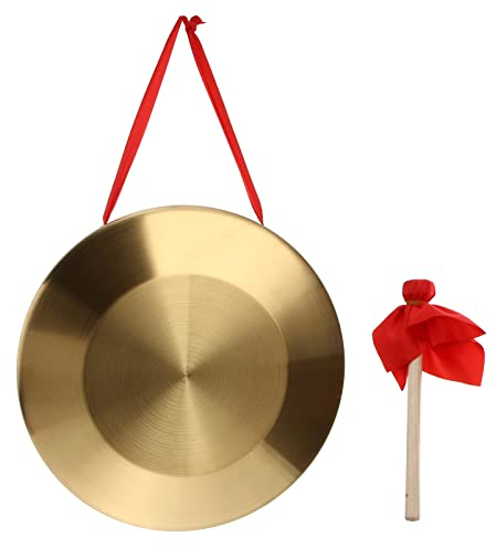 Generic Gong avec maillet, 32 cm Tam Tam Gong traditionnel chinois Instrument de percussion en cuivre décoratif pour la maison, le bureau doré W05K014H47X4N
