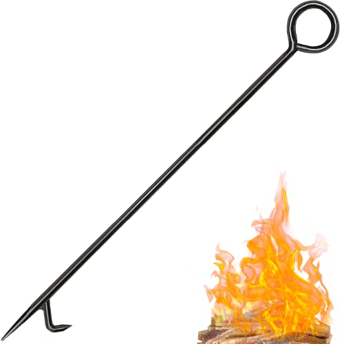 Feuerschürhaken für Kamin, 101,6 cm, robuster Kaminschürhaken, Schmiedeeiserne Stahl-Feuerstelle, Schürhaken, rostbeständig, schwarzes Finish, Feuerschürhaken, Kaminfeuerstelle Werkzeuge (40 Inc)