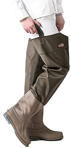 Zyxdk Hüfte Wathose, PVC Wasserdichter Hüftstiefel für Männer Frauen, Nahtversiegelter Stiefelfuß Verstellbarer Gürtel mit Schnalle zum Fliegenfischen Entenjagd