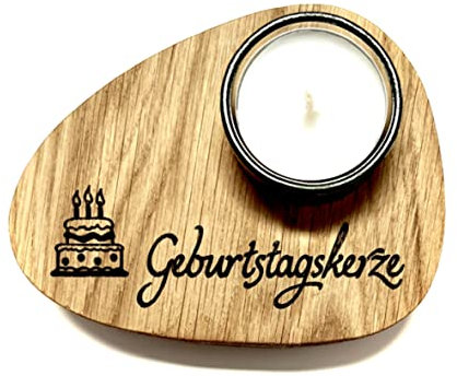 Teelichthalter Eiche Holz | Geburtstagskerze | Teelicht Geburtstag | Holzpost | 12 cm