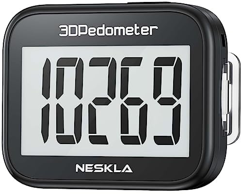 NESKLA Pedometro per camminare, semplice contapassi, contapassi accurati per passi, contapassi con ampio display