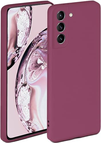 ONEFLOW Soft Case für Samsung Galaxy S21 Hülle aus Silikon mit Kameraschutz, Silikonhülle mit erhöhtem Schutz fürs Display, Backcover Schutzhülle, weiche Handyhülle, Pflaume