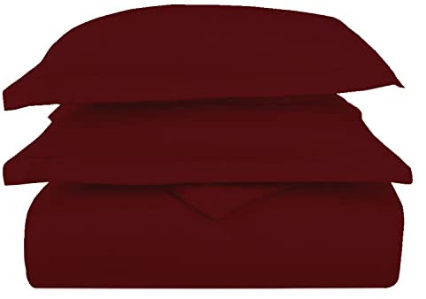 Pizuna Luxurious Cotton Duvet Cover Double Size Rio Red, 1000 Thread Count 100% Long Staple Cotton Thick Duvet Cover Double 200x200cm, Sateen Quilt Cover with Button Closure