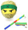 Nislai® Ninja Pinata Set | Ideal für die Ninja Party | Geschenk für Geburtstag | Inkl. Stock & Augenmaske | Farbe zur Auswahl: Grün, Schwarz, Blau, Rot, Gold (Gold)