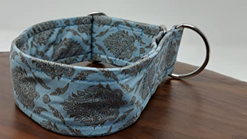 Windhundhalsband,Martingale fürSaluki,Whippet,Italian Greyhound, Lurcher und Windhund oder Greyhound (Br. 5cm/36/39 cm 11,8/15,3 Zoll, Orient Blau)