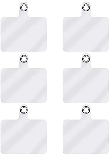 TBOC Parches para Colgar Móvil Cuello con Cuerda Cordón Correa Funda Carcasa [6 UNIDADES] Color [TRANSPARENTE] Cinta Colgante Porta Llaves Móviles Fundas Llavero Accesorios Universal [6X Trans]