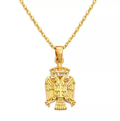 Halskette Anhänger Schmuck Republik Serbien Adler Anhänger Halsketten für Frauen Mädchen Srbija Schmuck serbisch mit Strass Weihnachten Geburtstag Geschenk