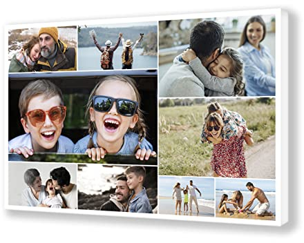 OOPS ORIGINALOOPS.COM, Lienzo collage personalizado con tus fotos. De 2 a 13 fotos, varios tamaños. Regalo personalizado. (45x30, 9 fotos - Rectangular)
