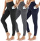 AMIYOYO Sport Leggings Damen mit Tasche High Waist Leggins Blickdicht Sporthose Bauchweg Sportleggins Lang Dehnbar Hose Yoga für Gym Fitness 3er Pack