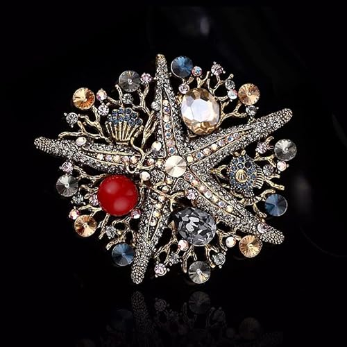 Equirider Broche d’étoile de mer Strass Bijoux en Alliage d’étoile à Cinq Pointes Perle Corsage