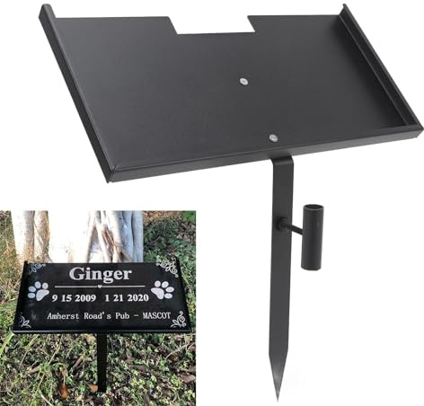 Atyhao Memorial Stones Stand Grave Marker for 6 x 12 Inch Stones, Outdoor Cemetery Plaque Holder with Removable Pipes for Flowers, Anti-Rust Iron Memorial Stake for Loved Ones Pets