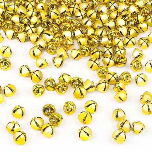 YiYa 200 Campanelli Natalizi Mini Campanello Piccole Campanelle Oro Per La Decorazione Della Festa Di Natale, Decorazione Interna Della Corona Di Vacanza (Oro)
