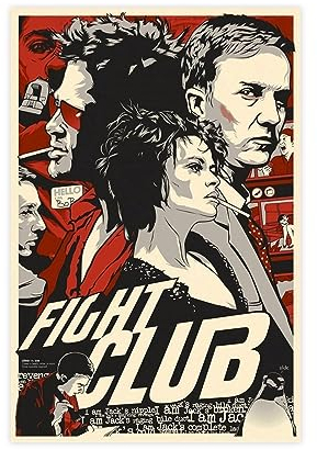 Fight Club Filmposter auf Leinwand, Poster, Wandkunst, Dekor, Bild, Gemälde für Wohnzimmer, Schlafzimmer, Dekoration, ungerahmt, 30 x 45 cm