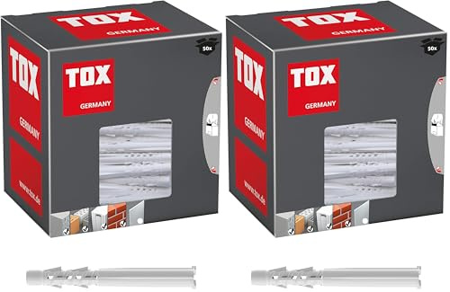 TOX Allzweckdübel mit umlegbaren Kragen Tetrafix XL 8 x 80 mm, verlängerter Schaft für Rahmen - Anwendungen, 50 Stück, 021100101 (Packung mit 2)
