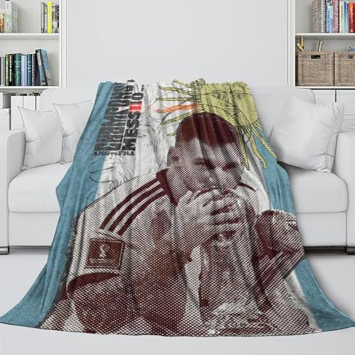 Messi Flanell Decke - Fußball Warme Decken Zum Teilen Und Bewahren Der Temperatur des Anderen - Decke Zum Einwickeln Von Etwas Warmem Und Glücklichem in Den Kälteren Nächten(127x152cm)