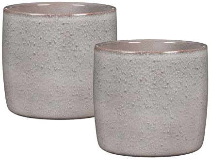 Scheurich Solido, Blumentopf 2er Set aus Keramik, Farbe: Seashell, 15 cm Durchmesser, 13,7 cm hoch, 1,9 l Vol.