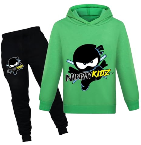 Temolie Ninja Kidz Boy's Tracksuits Kids Hooded Sweater Jogging Suit Girls Casual Sports Pullover Hoodie and Trousers Outfits 2Pcs