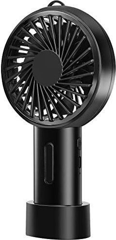 Acte Mini Handheld Fan,With 3 speeds adjustable angle, Portable Hand Fan USB Rechargeable Battery Fan with Removable Base, Lightweight Personal Fan for Girl Women Men Home Camping Travel (Black)