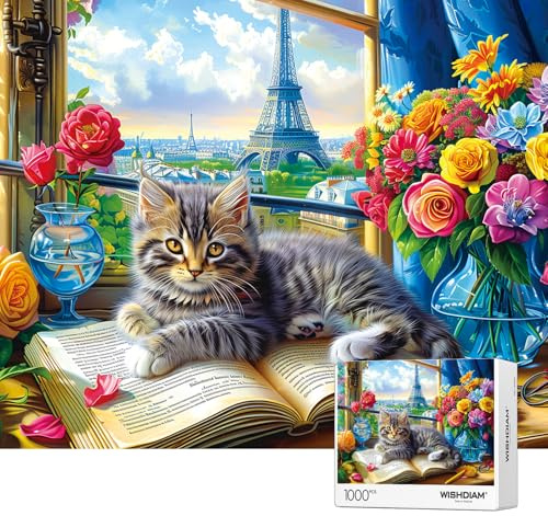 Puzzle 1000 Teile für Erwachsene, Katzenpuzzle, Kätzchenpuzzles für Frauen und Mutter, Katzenpuzzle für Erwachsene, 1000 Teile und höher, Puzzles Geschenk für Frauen und Mutter, Weihnachtspuzzle